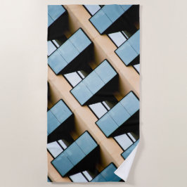 Beige en Blue Geometric Pattern Strandlaken