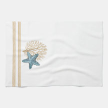 Beige en Blue Rope en Starfish Kitchen Towel