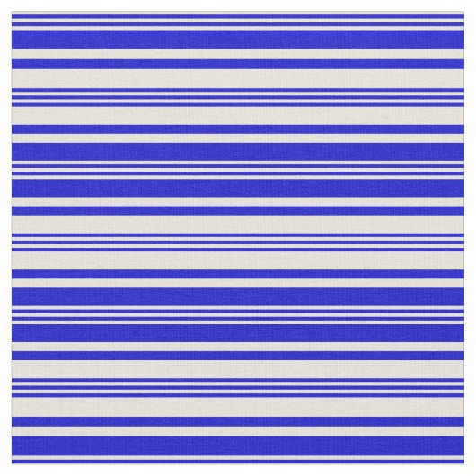 Beige en Blue Striped Pattern Stof (Close Up)