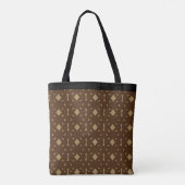 Beige en Brown Diamond Pattern Tote Bag (Achterkant)