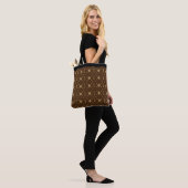 Beige en Brown Diamond Pattern Tote Bag (Op model)