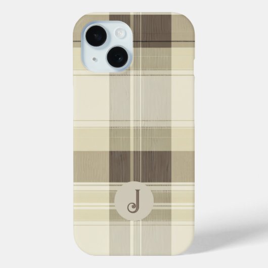 Beige en Brown Plaid Telefoonhoes Case-Mate iPhone Case (Achterkant)