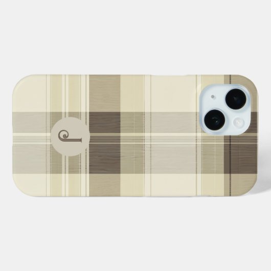 Beige en Brown Plaid Telefoonhoes Case-Mate iPhone Case (Achterkant (horizontaal))