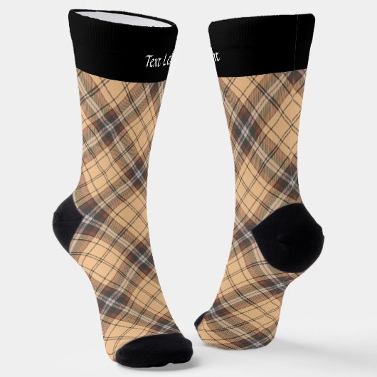 Beige en Brown Tartan Socks Sokken (Gebogen)