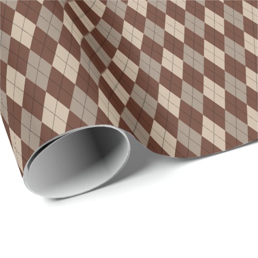 Beige en bruin argyle-cadeaupapier cadeaupapier (Rol Hoek)