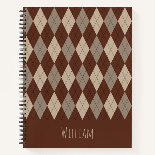Beige en bruin argylepatroon notitieboek (Voorkant)