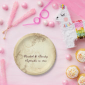  beige en bruin blad bruiloft papieren bordje (Feest)