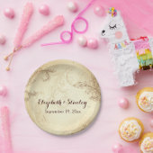  beige en bruin blad bruiloft papieren bordje (Feest)