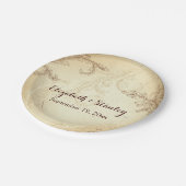  beige en bruin blad bruiloft papieren bordje (Gekanteld)