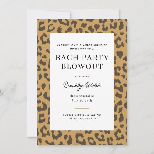 Beige en Bruin Dierenprint Bachelorette Party Kaart (Voorkant)