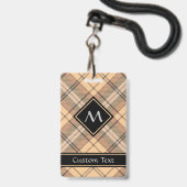 Beige en bruin Schots geruit Badge (Voorzijde met lanyard)