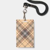Beige en bruin Schots geruit Badge (Achterkant met lanyard)