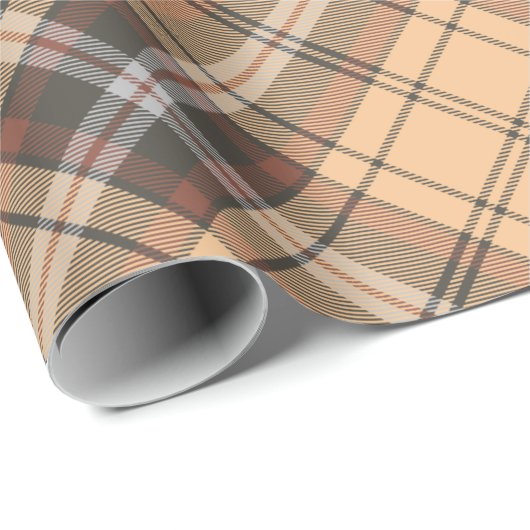 Beige en bruin Tartan geroteerd Cadeaupapier (Rol Hoek)