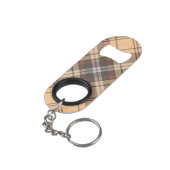 Beige en bruin tartan mini flessenopener (Achterkant Gekanteld)