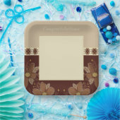 Beige en bruin vierkant papieren bordje (Feest)