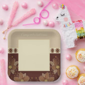 Beige en bruin vierkant papieren bordje (Feest)