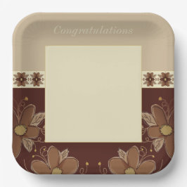 Beige en bruin vierkant papieren bordje