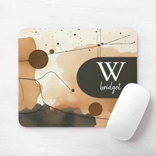 Beige en bruine Abstracte stroom Muismat (Met muis)