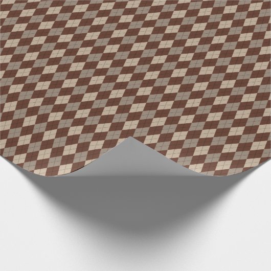 Beige en bruine argyle-omslagpapier cadeaupapier (Hoek)