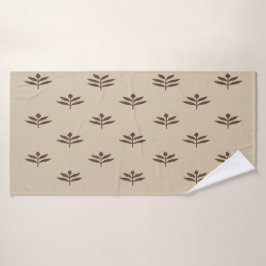 Beige en bruine bladeren badhanddoek