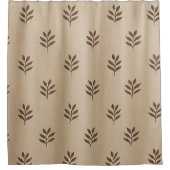 Beige en Bruine Bladeren Douchegordijn (Voorkant)