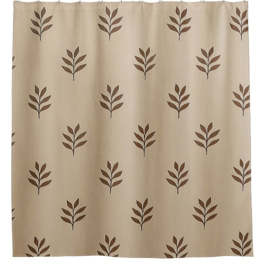 Beige en bruine bladeren Douchegordijn (Voorkant)