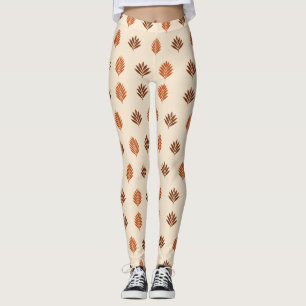 Beige en bruine bladeren  leggings