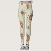 Beige en bruine boho leggings (Voorkant)