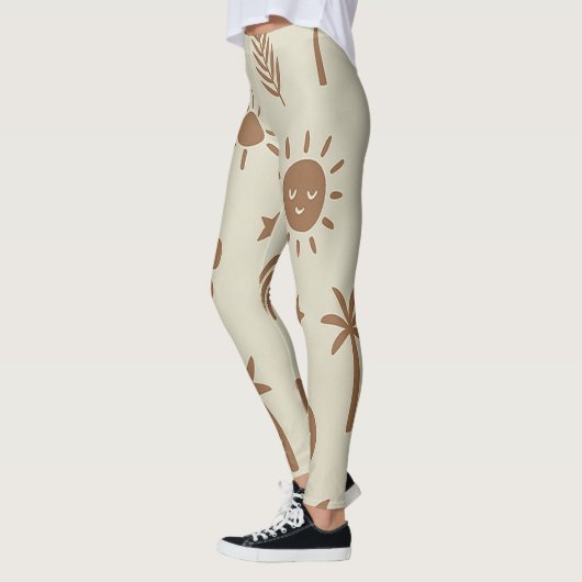 Beige en bruine boho leggings (Links)