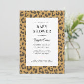 Beige en bruine dierenprint Baby shower Kaart (Staand voorkant)