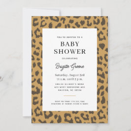 Beige en bruine dierenprint Baby shower Kaart