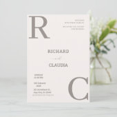 Beige en bruine eenvoudige minimalistische bruilof kaart (Staand voorkant)