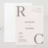 Beige en bruine eenvoudige minimalistische bruilof kaart (Voorkant / Achterkant)