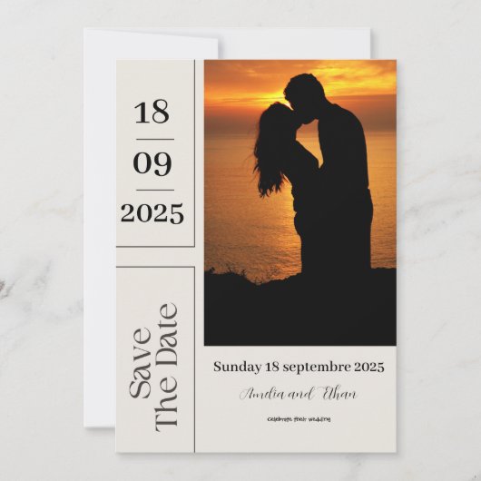 Beige en bruine geometrische Save the Date Wedding Kaart (Voorkant)