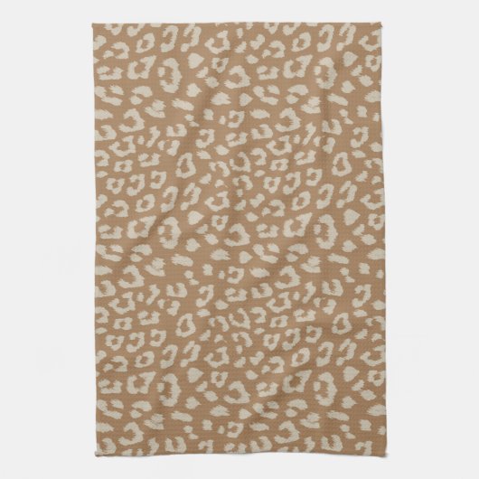 Beige en bruine luipaard print patroon theedoek (Verticaal)