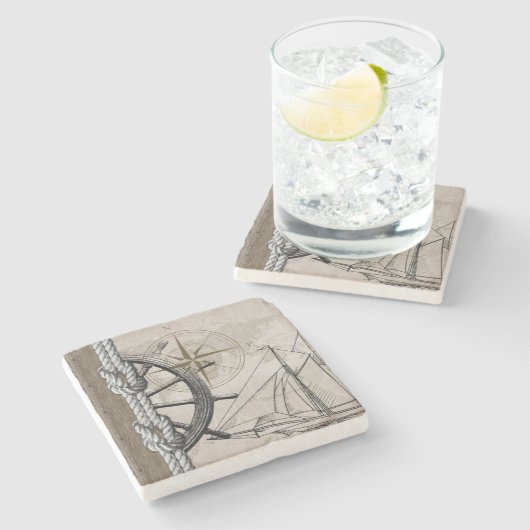 beige en bruine maanbeeld stenen onderzetter (Zijkant)