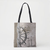  beige en bruine maanbeeld tote bag (Voorkant)