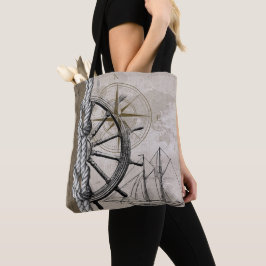  beige en bruine maanbeeld tote bag