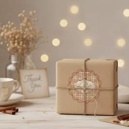 Beige en bruine retro bedankcirkelsticker ronde sticker