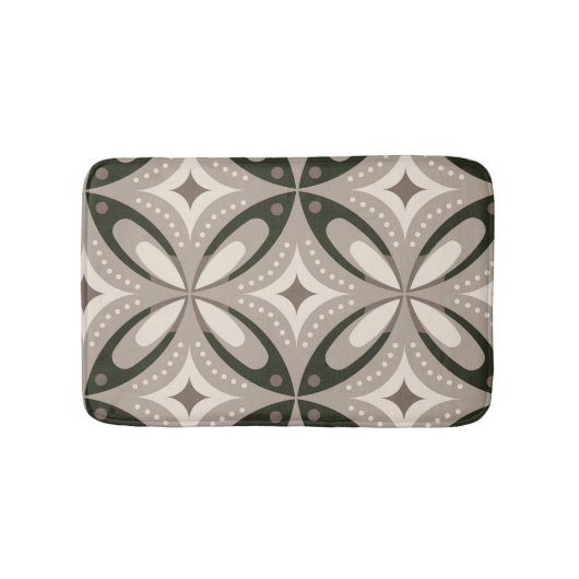 Beige en bruine retro cirkelvormen badmat (Voorkant)