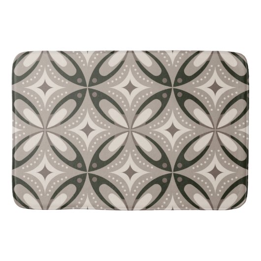 Beige en bruine retro cirkelvormen badmat (Voorkant)