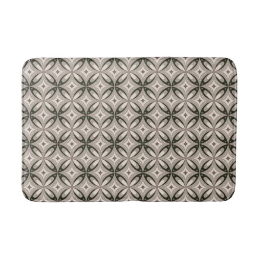 Beige en bruine retro cirkelvormen badmat (Voorkant)