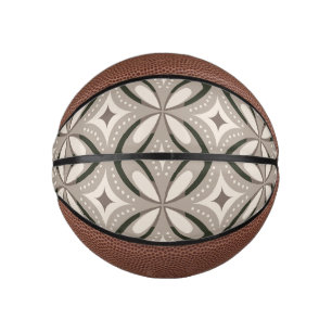 Beige en bruine retro cirkelvormen basketbal