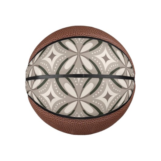 Beige en bruine retro cirkelvormen basketbal (Voorkant)