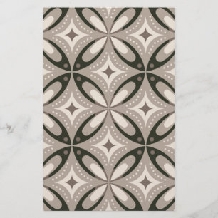 Beige en bruine retro cirkelvormen briefpapier