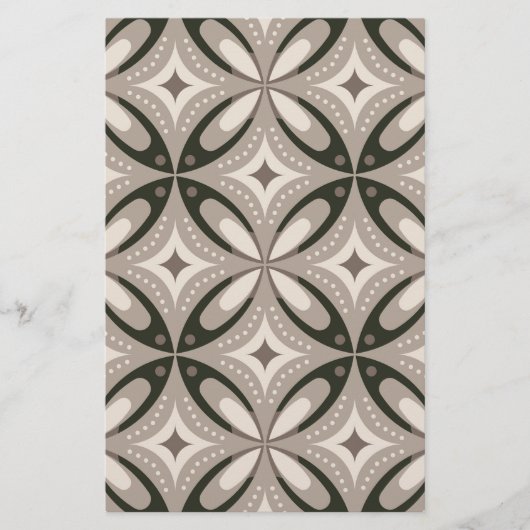 Beige en bruine retro cirkelvormen briefpapier (Voorkant)