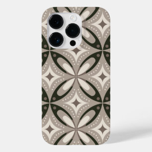 Beige en bruine retro cirkelvormen Case-Mate iPhone 14 pro hoesje