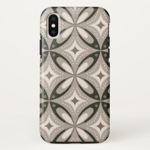 Beige en bruine retro cirkelvormen Case-Mate iPhone case