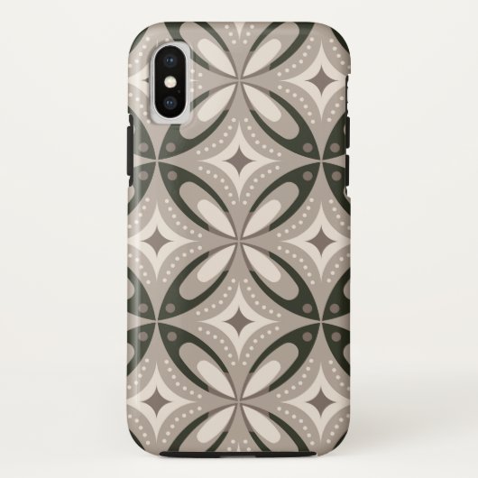 Beige en bruine retro cirkelvormen Case-Mate iPhone case (Achterkant)
