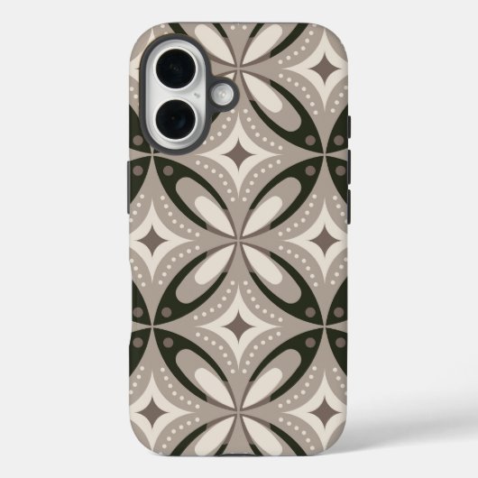 Beige en bruine retro cirkelvormen Case-Mate iPhone case (Achterkant)